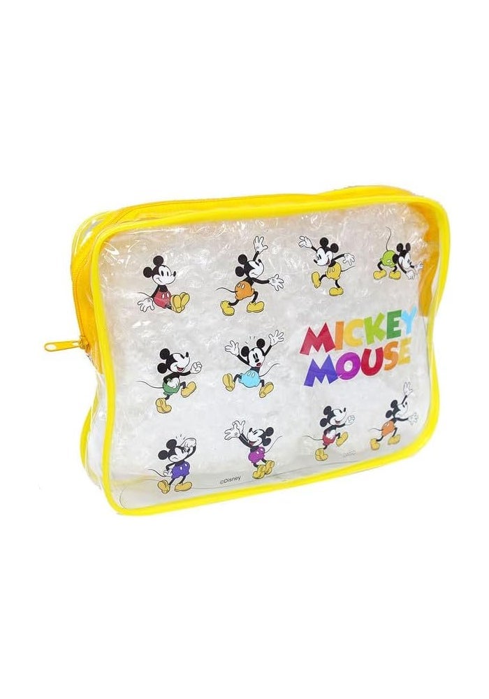 DAISO Mickey Mouse Vinyl Pouch with Gusset - Yellow/Polka Dot - Image 2